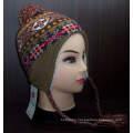 Custom Pattern New Asian Style Knitted Beanie Hat with Earflap (1-2272/73/74/76)